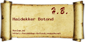 Haidekker Botond névjegykártya